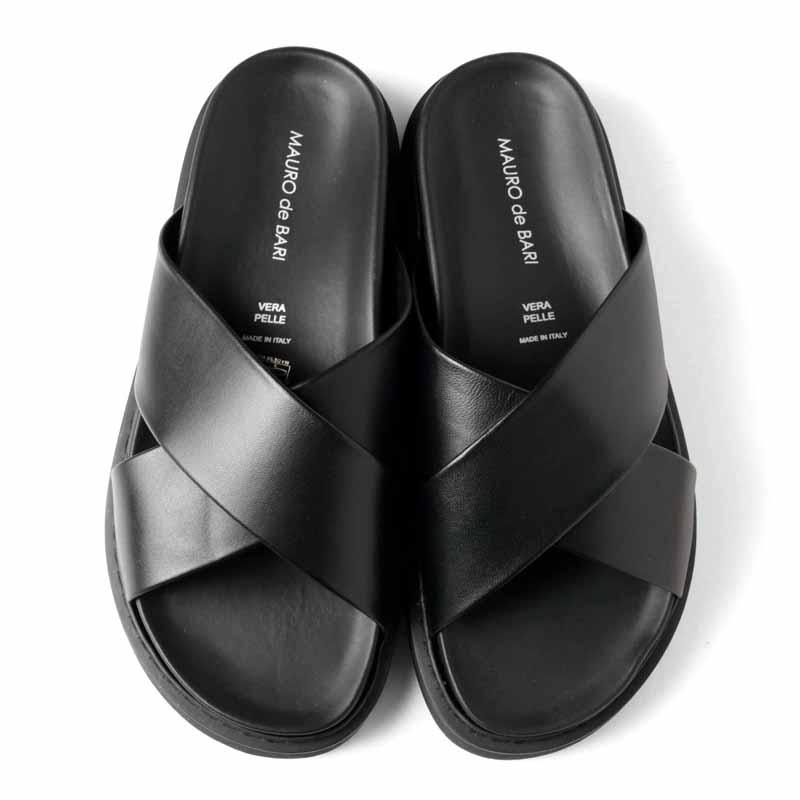 未使用に近い】MAURO de BARI クロスストラップ 厚底 レザーサンダル MAURO de BARI】クロスストラップ サンダル | idealclasse
