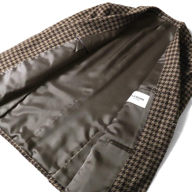 MILA SCHON MILANO / ミラ ショーン ミラノ ウールカシミヤライトツイード千鳥格子柄3Bジャケット(262-11M) （ブラウン×ベージュ）の画像