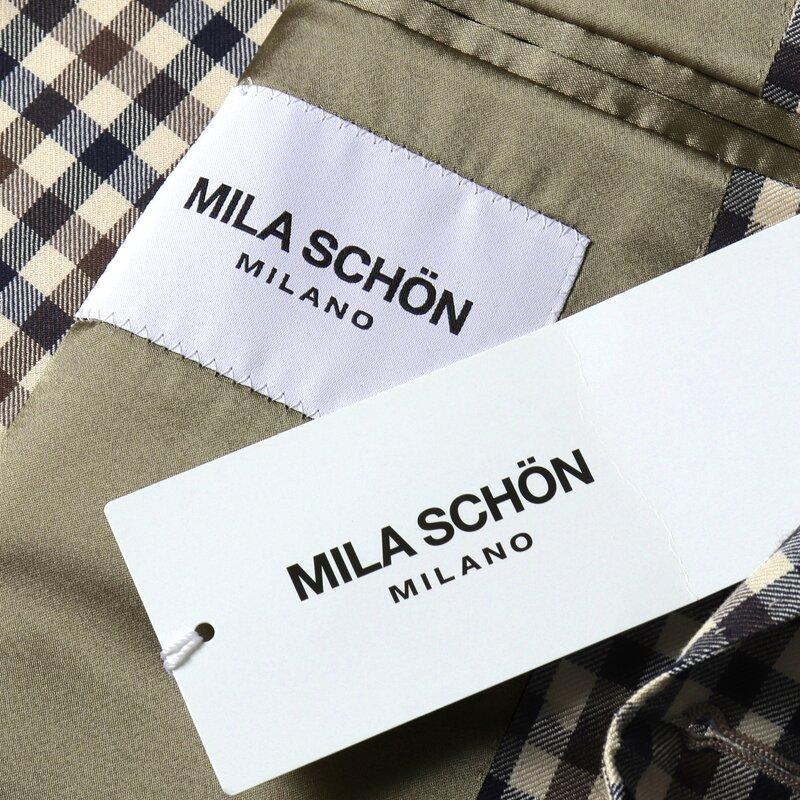 MILA SCHON MILANO / ミラ ショーン ミラノ サマーウーステッドクラブチェック柄3Bジャケット(862-11M) （ネイビー×ブラウン×ベージュ）の画像