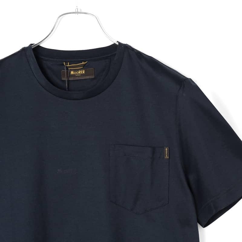 MOORER / ムーレーシルケットコットンジャージーポケット付き半袖クルーネックカットソー(BRUZIO-JCL)（DARK BLU）｜lunedomenica｜03