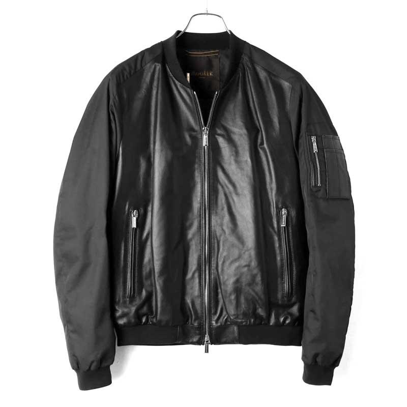 MOORER / ムーレー ナッパレザー×ポリエステルMA-1型ブルゾン MOORER / ムーレー ナッパレザー×ポリエステルMA-1型ブルゾン