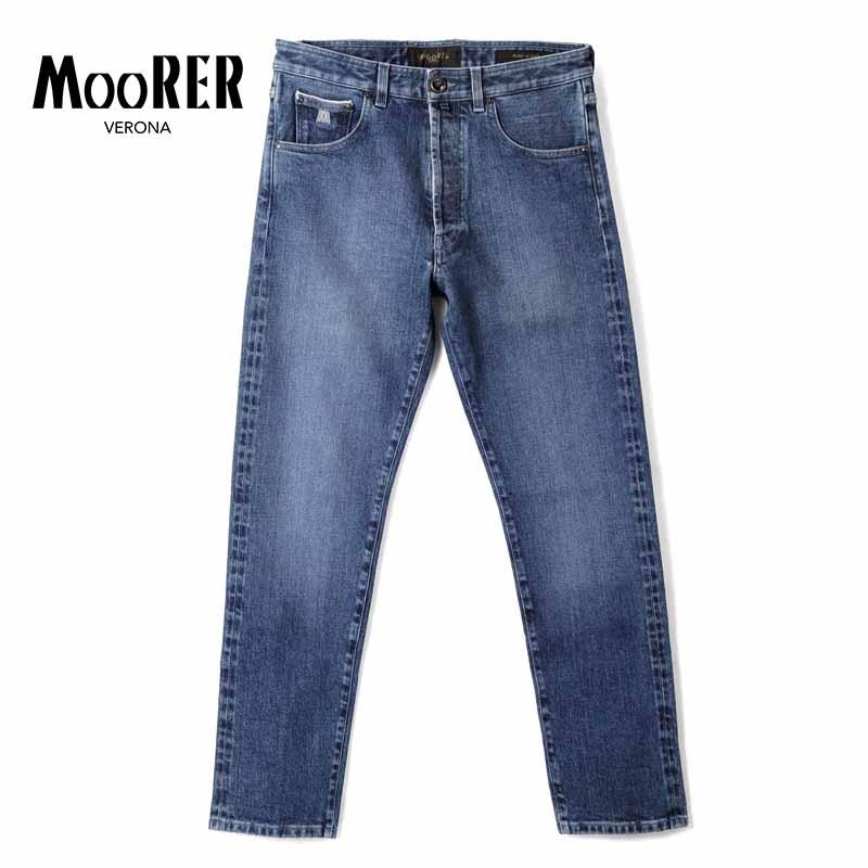 MOORER / ムーレー ウォッシュドコットンストレッチスリムテーパード 