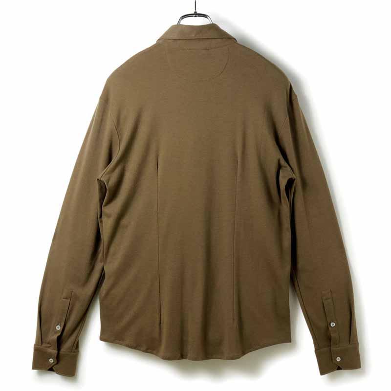 MOORER / ムーレー コットンカシミヤジャージーセミワイドカラーシャツ(MONTALCINO-GCW) （ダークブラウン）の画像
