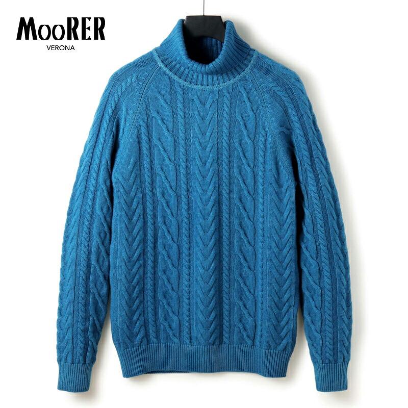 MOORER（ムーレー） ガーメントダイケーブル編みカシミヤミドルゲージタートルネックアランニット(ALBERIC-ARA) （CHINA ...