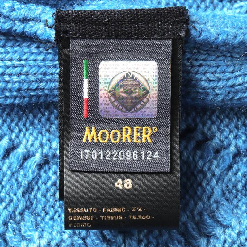 MOORER / ムーレー ガーメントダイケーブル編みカシミヤミドルゲージクルーネックアランニット(ANSELM-ARA) （SKY）の画像