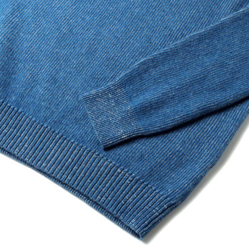 MOORER / ムーレー リブ編みウールカシミヤミドルゲージハーフジップニット(FEDRO-WSV) （CHINA BLUE/GREY）の画像