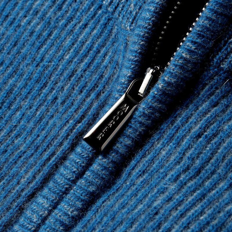 MOORER / ムーレー リブ編みウールカシミヤミドルゲージハーフジップニット(FEDRO-WSV) （CHINA BLUE/GREY）の画像