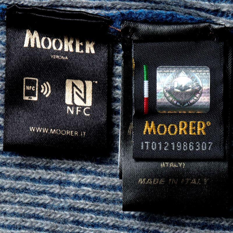MOORER / ムーレー リブ編みウールカシミヤミドルゲージハーフジップニット(FEDRO-WSV) （CHINA BLUE/GREY）の画像
