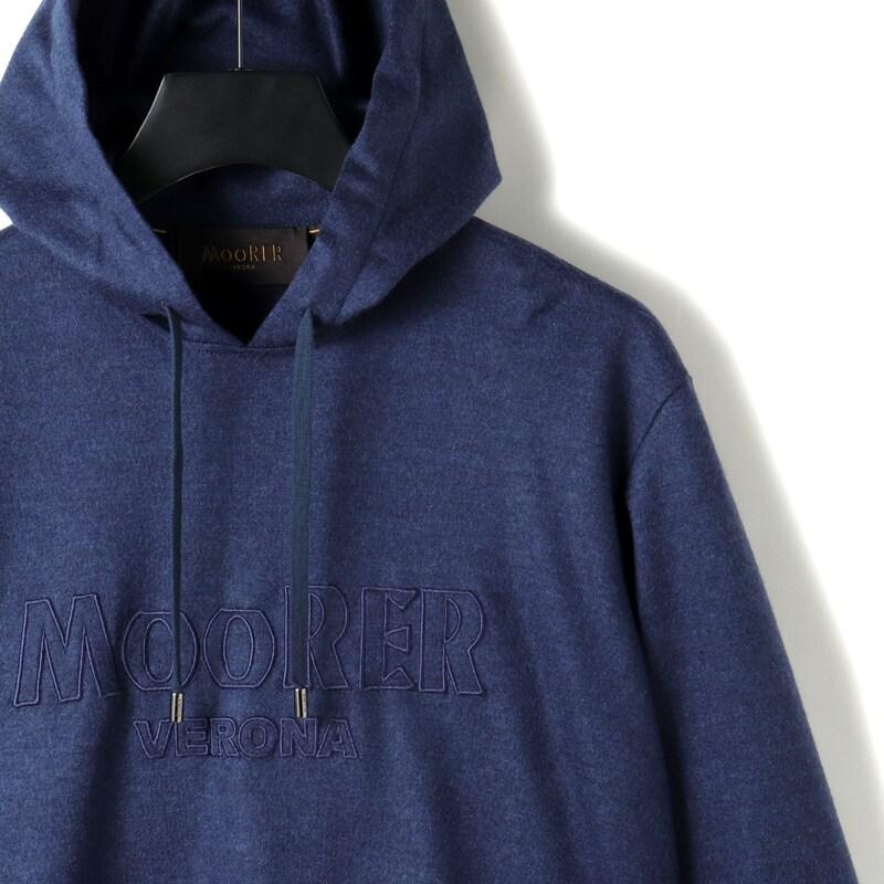 MOORER / ムーレー ブランドロゴ刺繍入りウールフランネルジャージープルオーバーパーカー(MALCOM-JT) （ROYAL BLUE）の画像