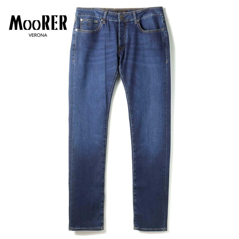 MOORER（ムーレー） 天然インディゴ染めコットンストレッチスリム 