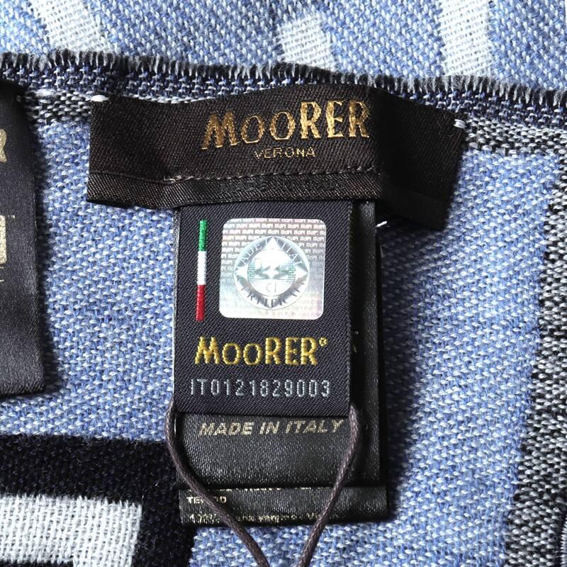 MOORER / ムーレー ダブルフェイス大判ウールフリンジストール(ALDOUS-PLD) （DENIM）の画像