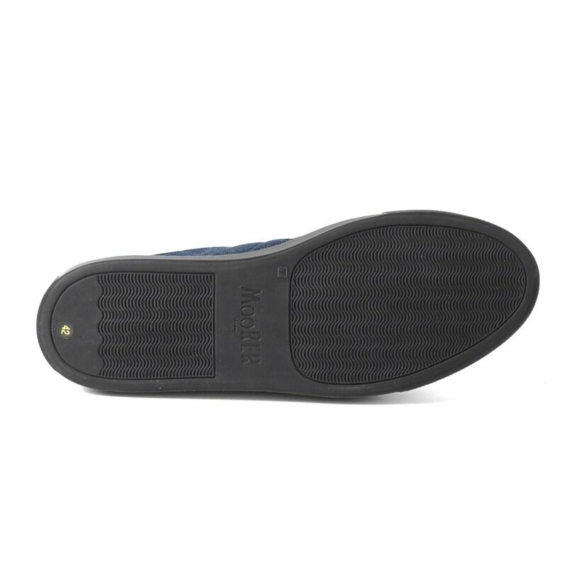 MOORER / ムーレー ウォッシュドデニム×スエードレザーコンビローカットスニーカー(BORRANI-104P5) （LIGHT DENIM）の画像