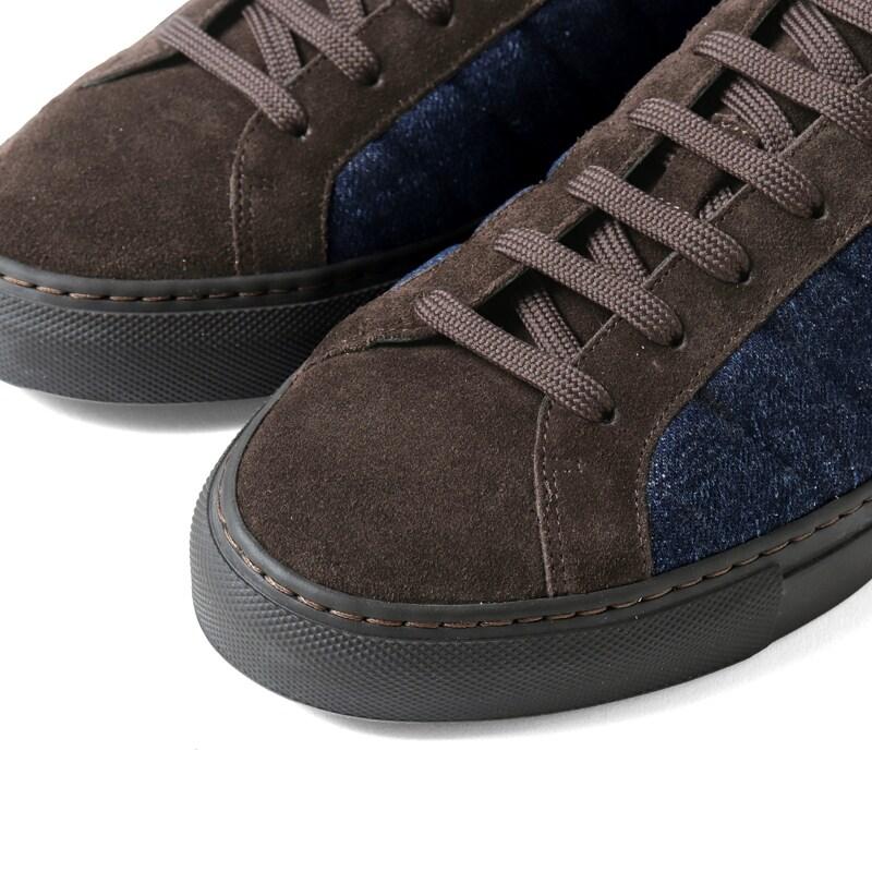 MOORER / ムーレー ウォッシュドデニム×スエードレザーコンビローカットスニーカー(BORRANI-104P5) （LIGHT DENIM）の画像