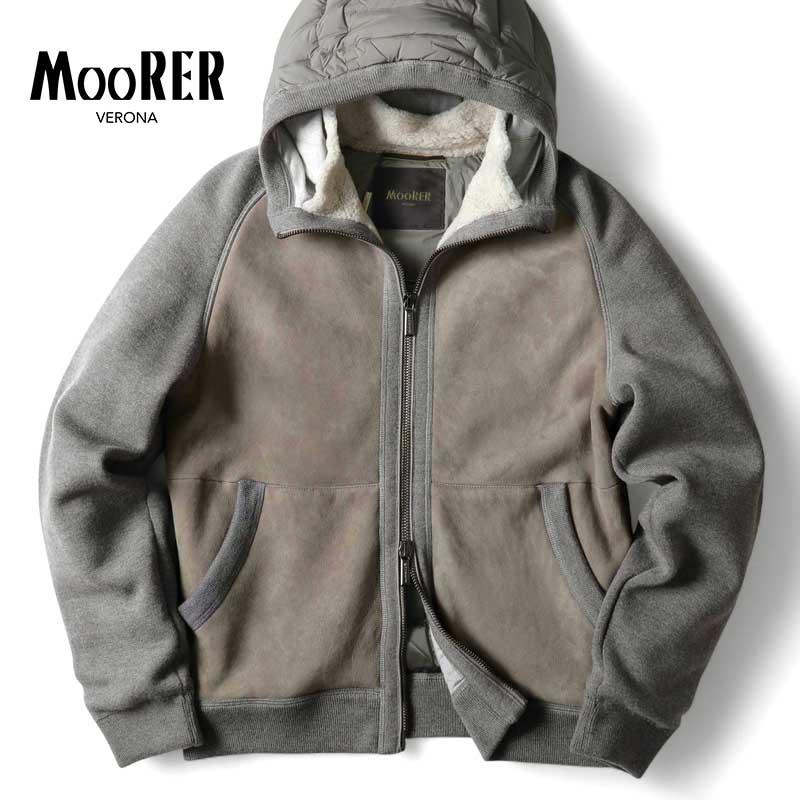 MOORER（ムーレー） ムートン×ストレッチナイロン×ニット異素材コンビ 