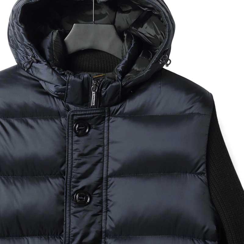 MOORER（ムーレー） シャイニーナイロン×ニット異素材コンビフーデッド