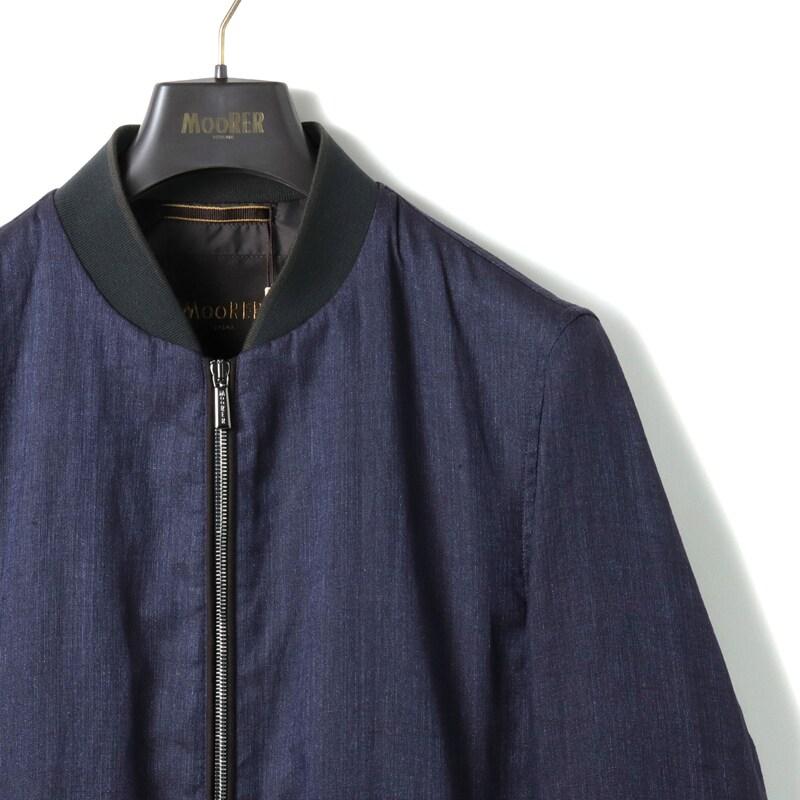 MOORER / ムーレー ウォッシュドリネンシャンブレーボンバージャケット(SORANO-SA) （DARK BLU）の画像