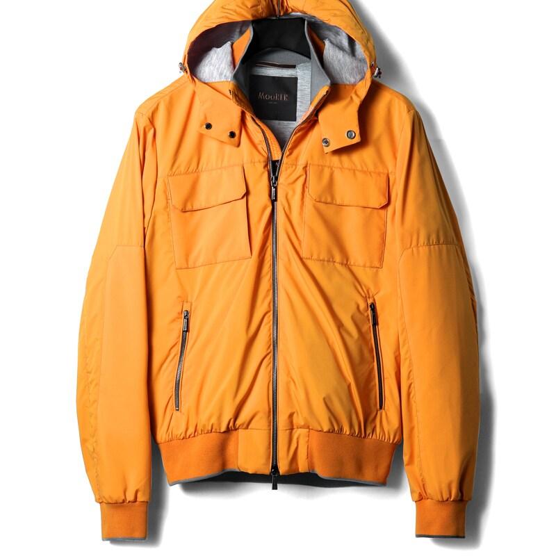 MOORER / ムーレー 撥水マットポリエステルデタッチャブルフーデッドジップブルゾン(PAGANINI-SKT) （ORANGE）の画像