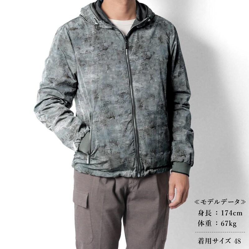 MOORER / ムーレー 撥水マットナイロンカモフラ柄リバーシブルフーデッドブルゾン(DAKAR-DJ) （GRANITO）の画像