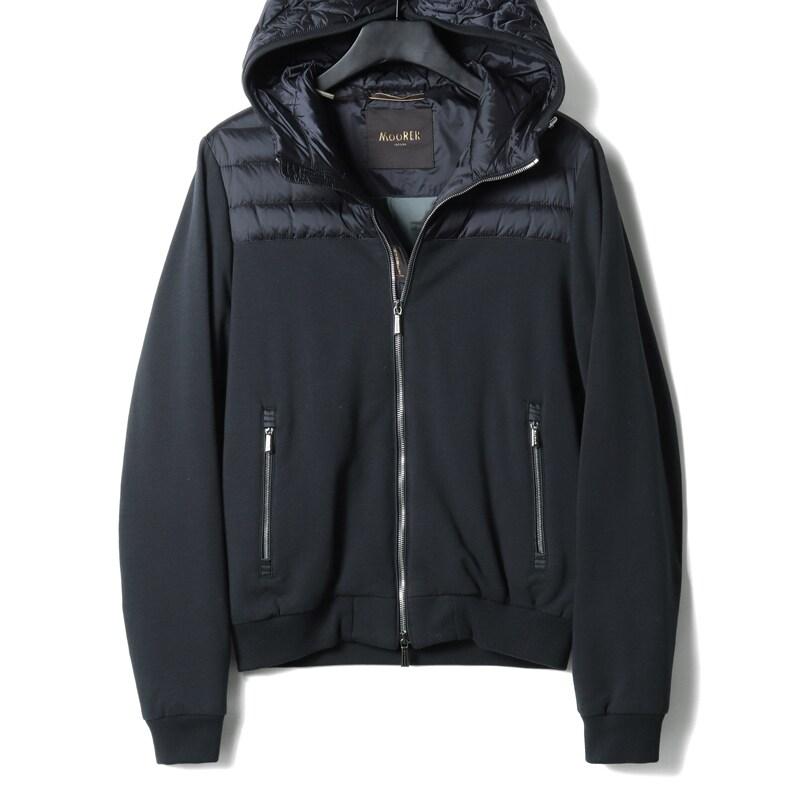 MOORER（ムーレー） コットンジャージー×ナイロン切替しフーデッド