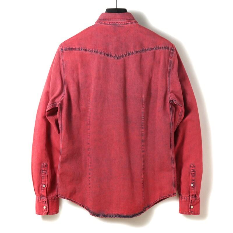 MOORER / ムーレー オーバーダイコットンカラーデニムウエスタンシャツ(LARRIE-31A) （ROSSO）の画像