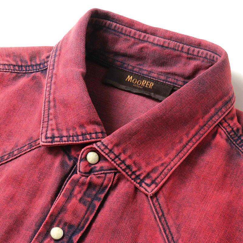 MOORER / ムーレー オーバーダイコットンカラーデニムウエスタンシャツ(LARRIE-31A) （ROSSO）の画像