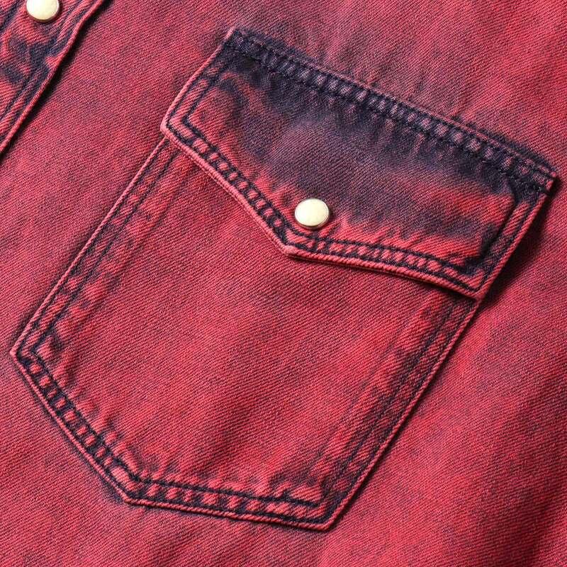 MOORER / ムーレー オーバーダイコットンカラーデニムウエスタンシャツ(LARRIE-31A) （ROSSO）の画像