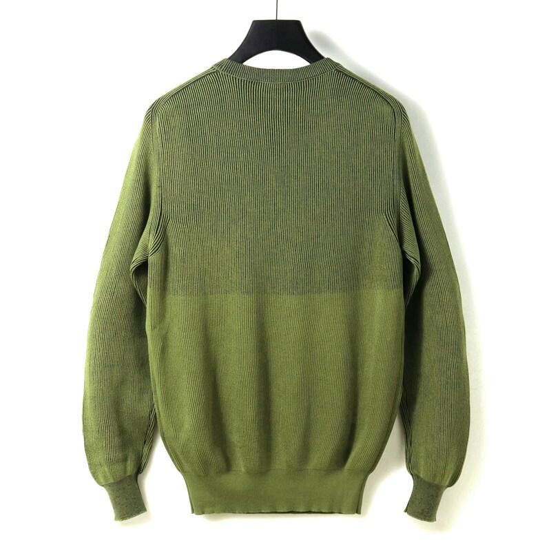 MOORER / ムーレー コットンリブ編みバイカラークルーネックプレーティングニット(PITT-VRP) （PISTACCHIO/NAVY）の画像