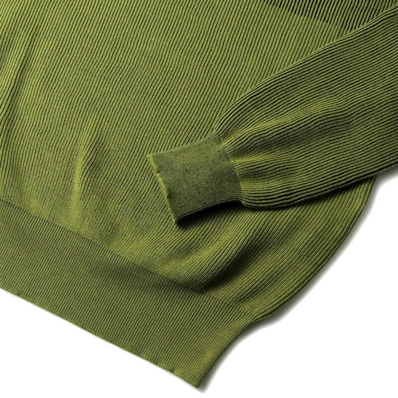 MOORER / ムーレー コットンリブ編みバイカラークルーネックプレーティングニット(PITT-VRP) （PISTACCHIO/NAVY）の画像