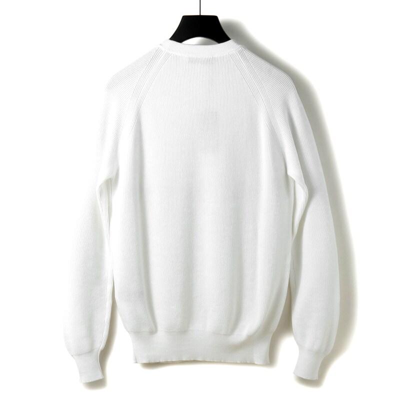 MOORER / ムーレー コットンリブ編みクルーネックソリッドニット(SANTE-CSP) （BIANCO）の画像