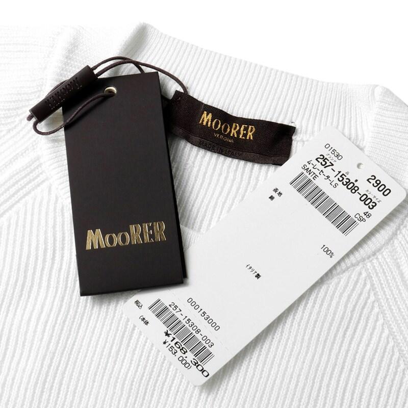 MOORER / ムーレー コットンリブ編みクルーネックソリッドニット(SANTE-CSP) （BIANCO）の画像