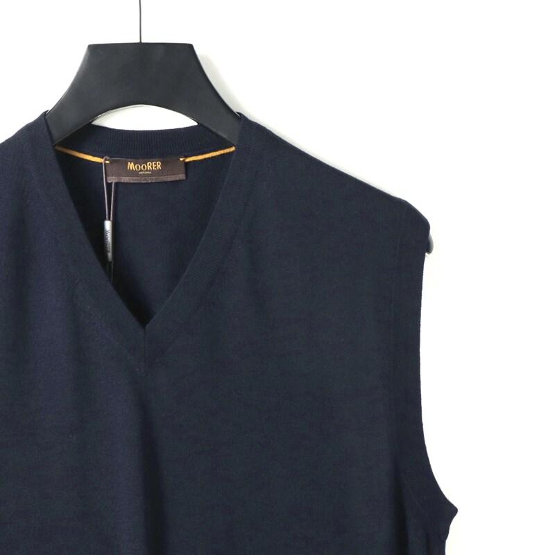 MOORER / ムーレー ヴァージンウールハイゲージVネックニットベスト(ANSON-MLL) （NAVY）の画像