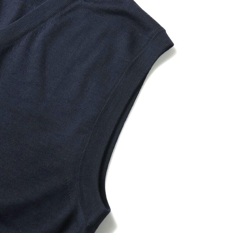 MOORER / ムーレー ヴァージンウールハイゲージVネックニットベスト(ANSON-MLL) （NAVY）の画像