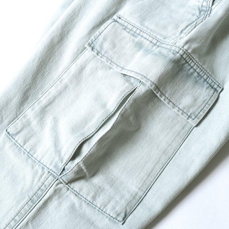 MOORER / ムーレー ウォッシュドコットンデニムスリムテーパードカーゴパンツ(BRODY-01 LIGHT DENIM) （LIGHT DENIM）の画像