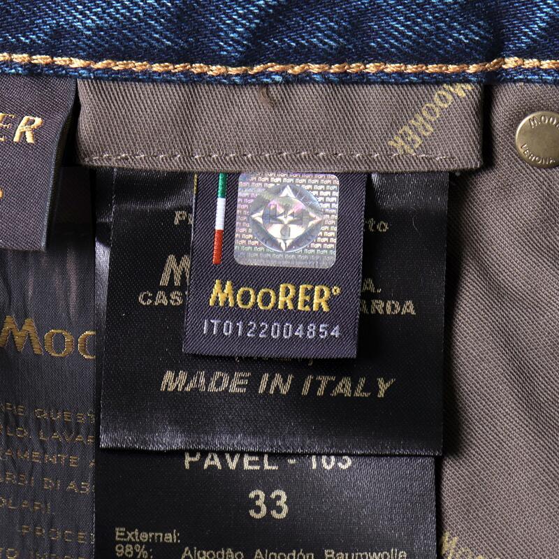 MOORER / ムーレー 天然インディゴ染めコットンストレッチスリムテーパードデニムパンツ(PAVEL-DC103) （インディゴブルー）の画像