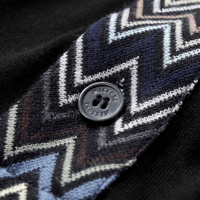 ミッソーニ 美品 ニット ポロシャツ マルチカラー ジグザグ柄 半袖 /SJ MISSONI（ミッソーニ） 襟&前立てジグザグ柄切り替えしコットン半袖