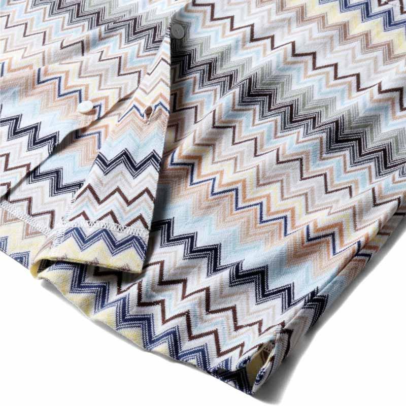 MISSONI（ミッソーニ） ジグザグ柄ジャカードニット半袖オープンカラー