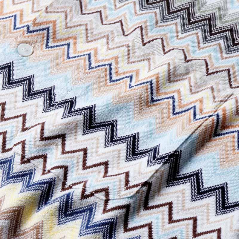 MISSONI（ミッソーニ） ジグザグ柄ジャカードニット半袖オープンカラー