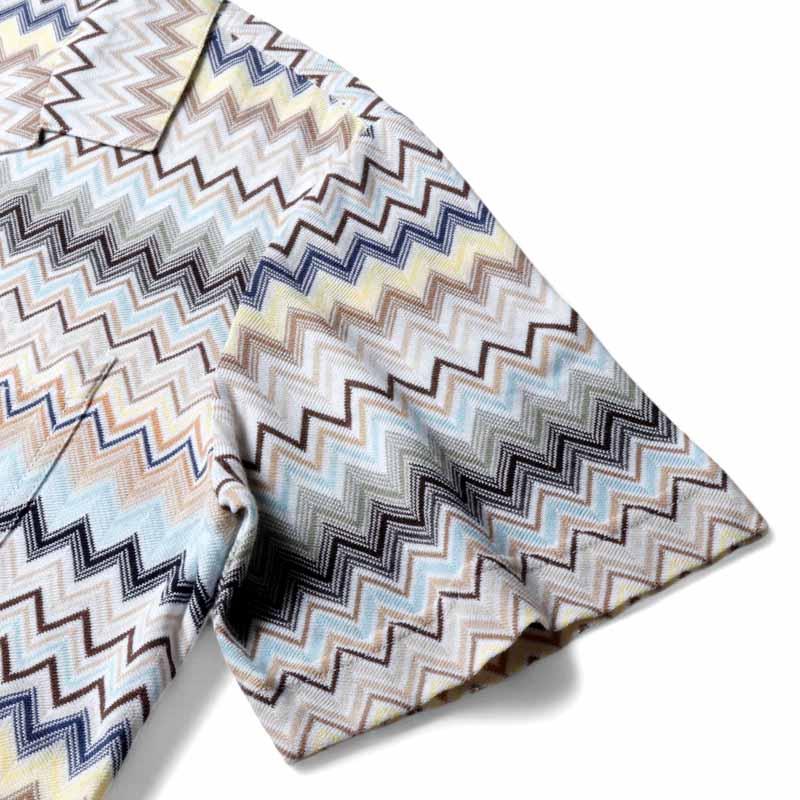 MISSONI（ミッソーニ） ジグザグ柄ジャカードニット半袖オープンカラー
