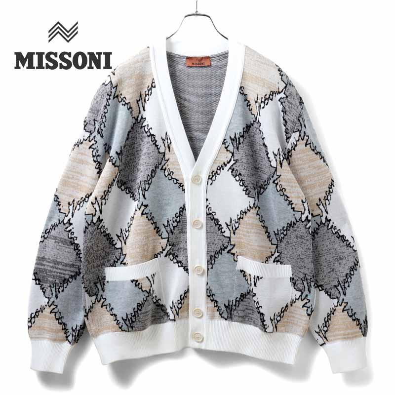 MISSONI（ミッソーニ） アーガイル柄ジャカードニットカーディガン 