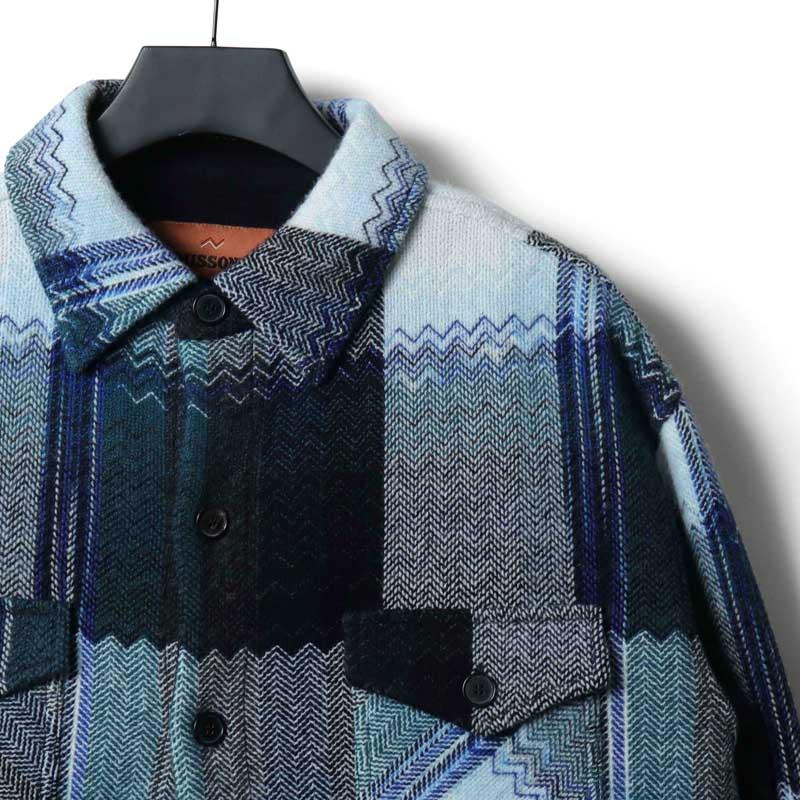 MISSONI / ミッソーニ チェック×ジグザグ柄ジャカードニットオーバーシャツ(US24WC0B) （マルチカラー）の画像