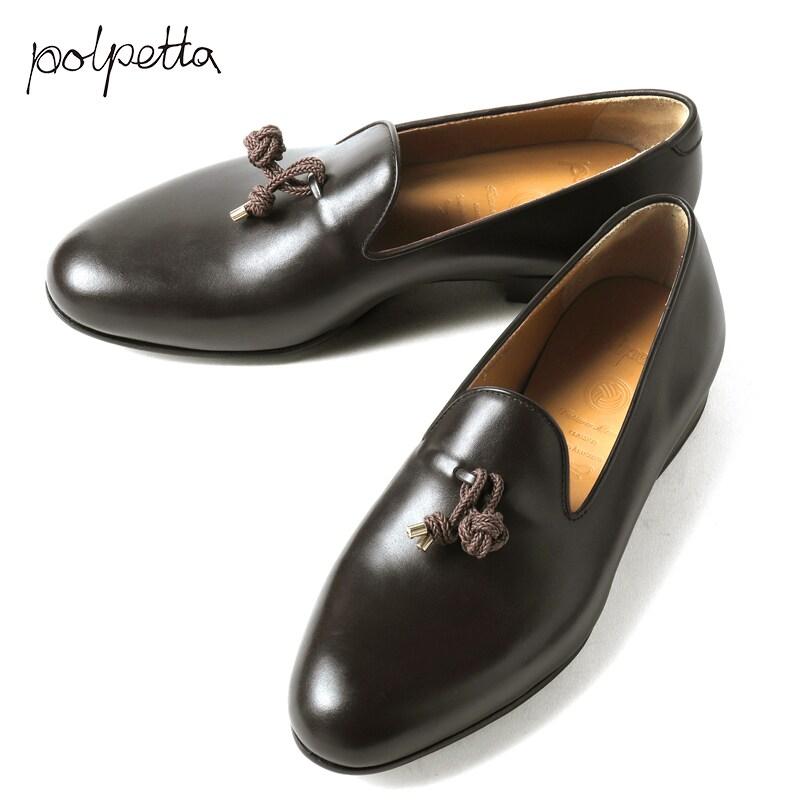 polpettaポルペッタ　レザーローファー38 POLPETTA（ポルペッタ） スムースレザーロープタッセルローファー