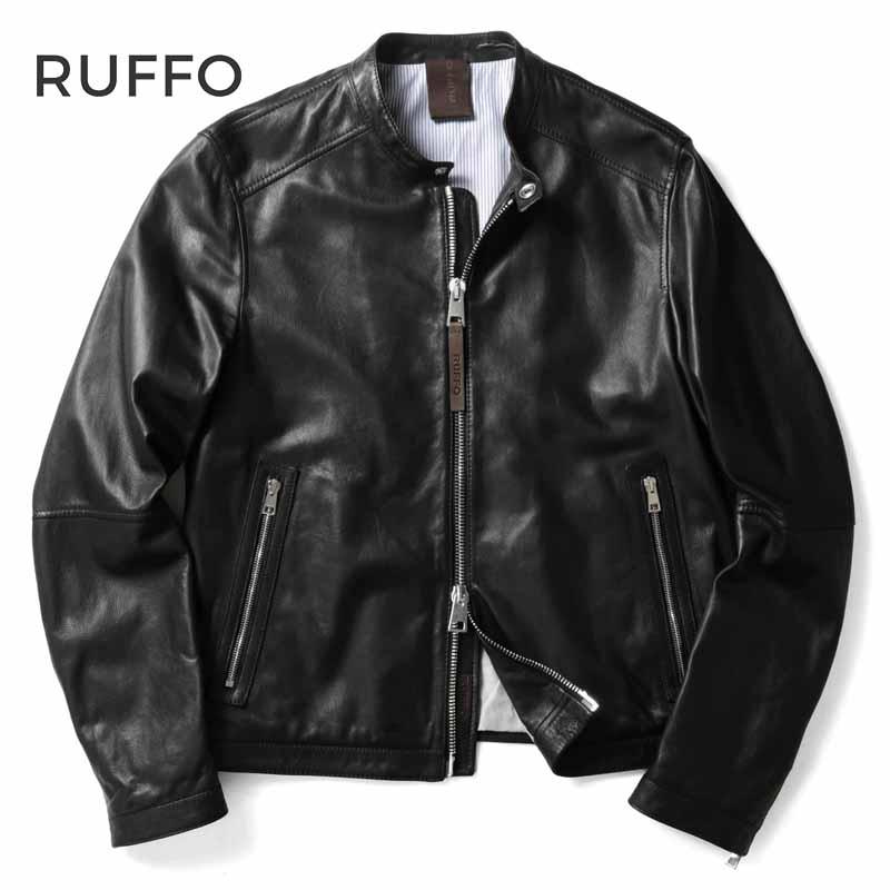 RUFFO レザージャケット　襟ボア　短丈 RUFFO レザージャケット 襟ボア 短丈 RUFFO◇ショート丈襟ボアダブル
