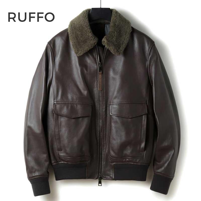 RUFFO（ルッフォ） デタッチャブルムートンカラー付きラムナッパレザー