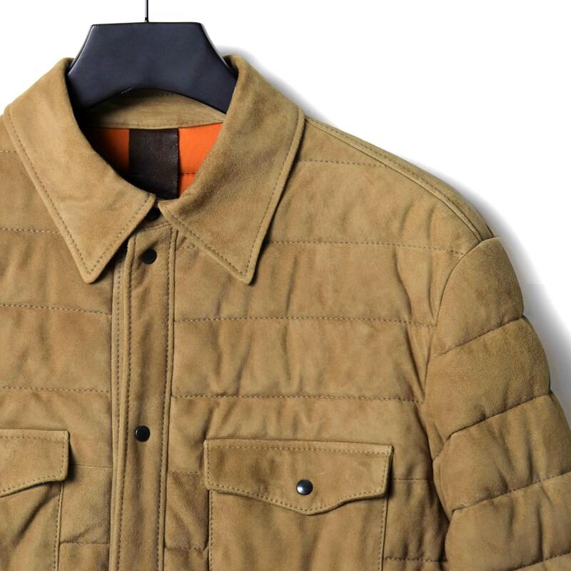 RUFFO / ルッフォ ゴートスエードレザーダウンシャツジャケット(RUFFO103W) （キャメルブラウン）の画像