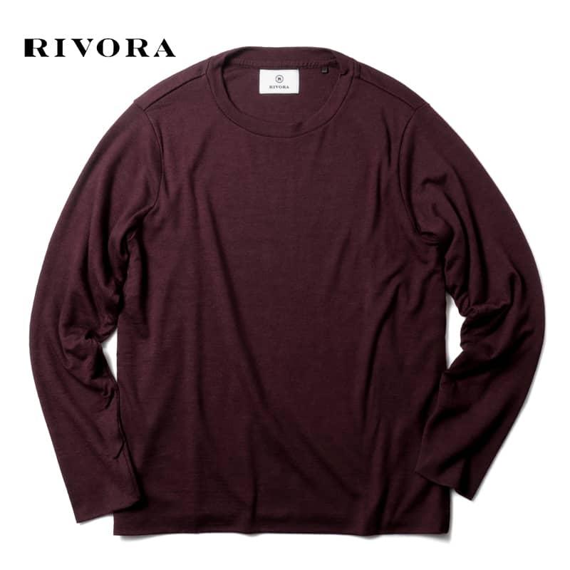 RIVORA（リヴォラ） Super100'sウォッシャブルウールレイヤード長袖クルーネックカットソー(R22-MULT001) （ボルドー ...