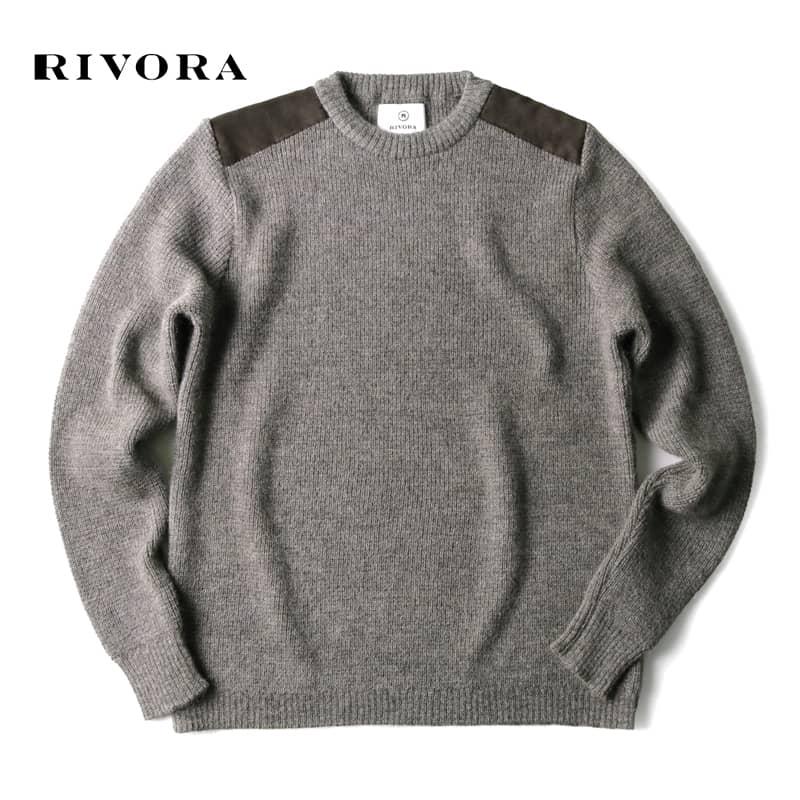 RIVORA（リヴォラ） モヘアウールナイロンワッフル編みクルーネック 