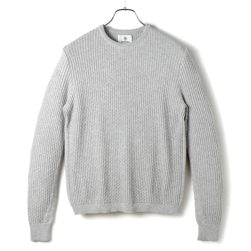 RIVORA（リヴォラ） コットンカシミヤケーブル編みクルーネックニット 
