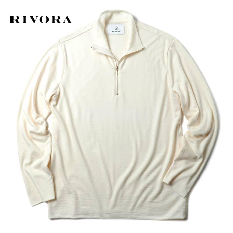 RIVORA（リヴォラ） Super100'sウォッシャブルウールレイヤード長袖ハーフジップカットソー(R26-MULT002-Z) （オフ ...