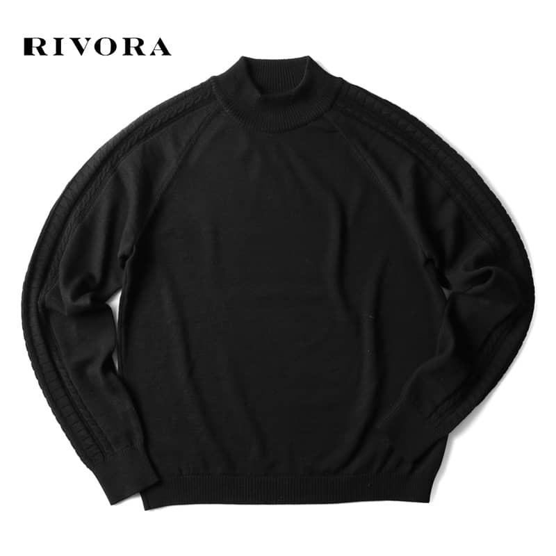 RIVORA / リヴォラ ウールハイゲージサイドケーブル編みモックネック 