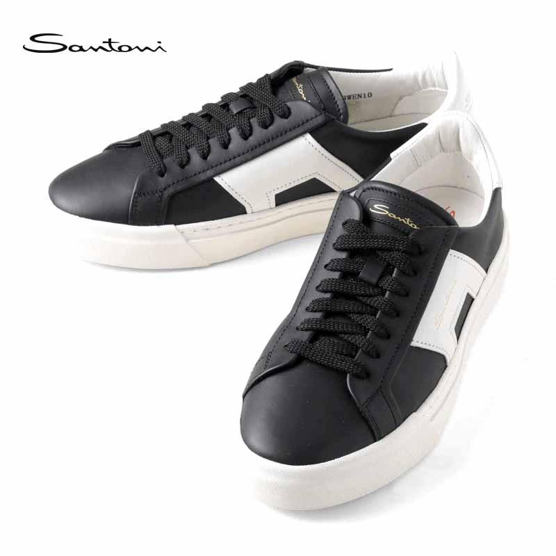 極美品　Santoni サントーニ　ドレスシューズ　レザー　スニーカー　革靴　黒 極美品 Santoni サントーニ ドレスシューズ レザー スニーカー 革靴 黒